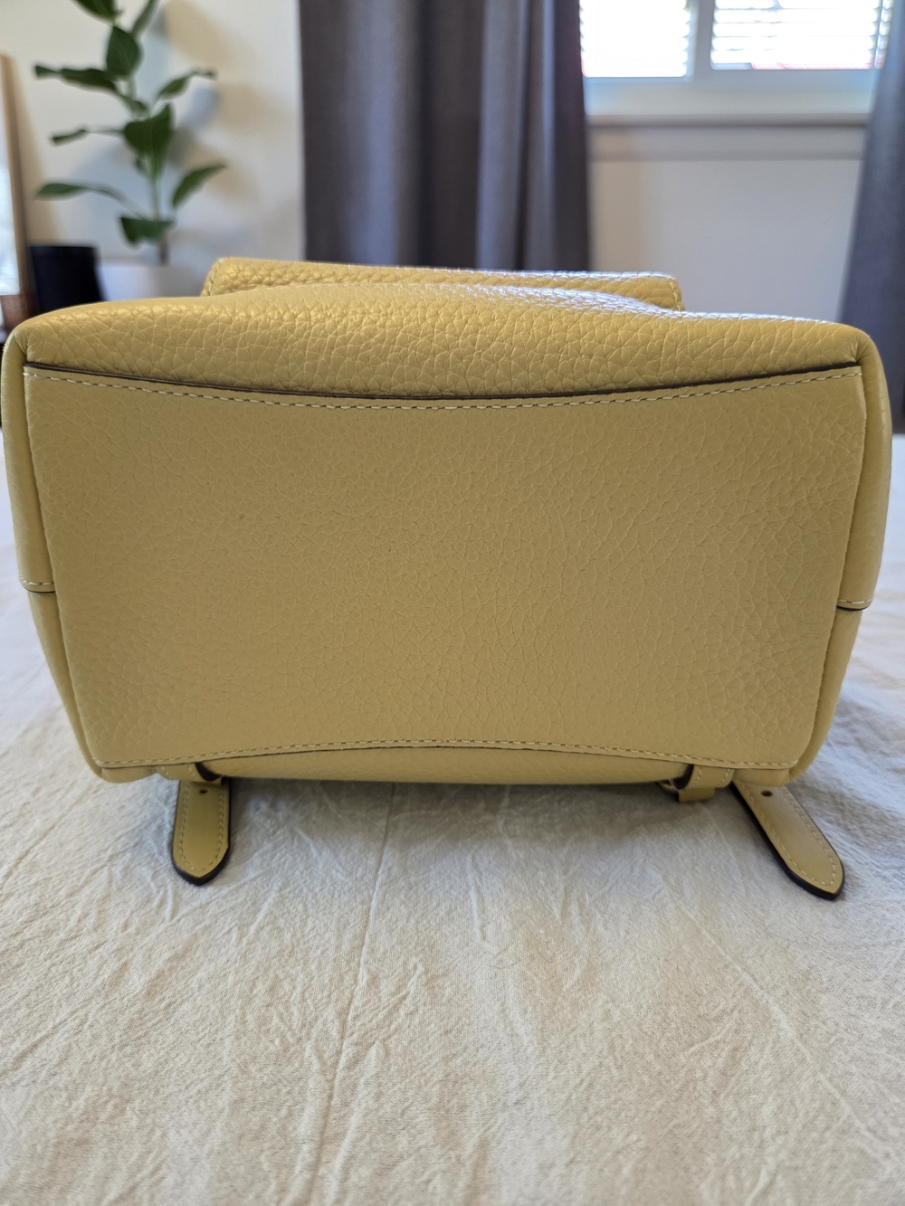 Coach Riya 21 Pebbled Leather Mini Backpack, Hay/Pale Yellow, Like New - Picture 11 of 13